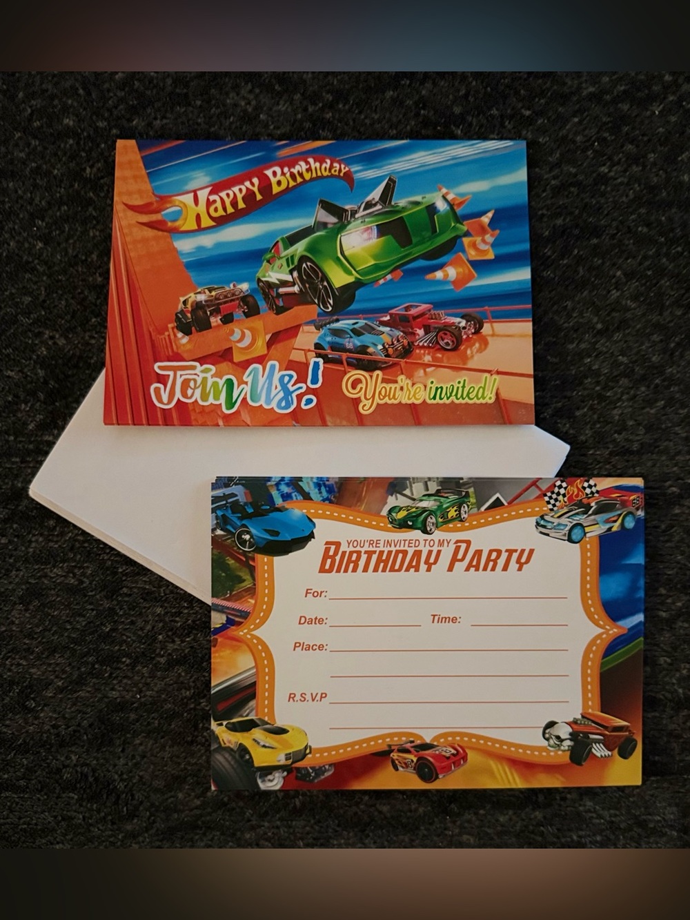16 pcs Cars Birthday Invitation Cards with Envelopes